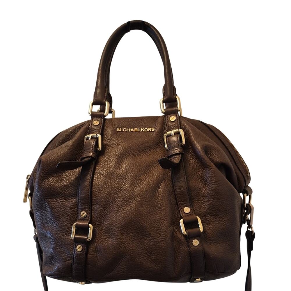 Michael Kors 2 Way Dark Brown Leather Satchel Crossbody